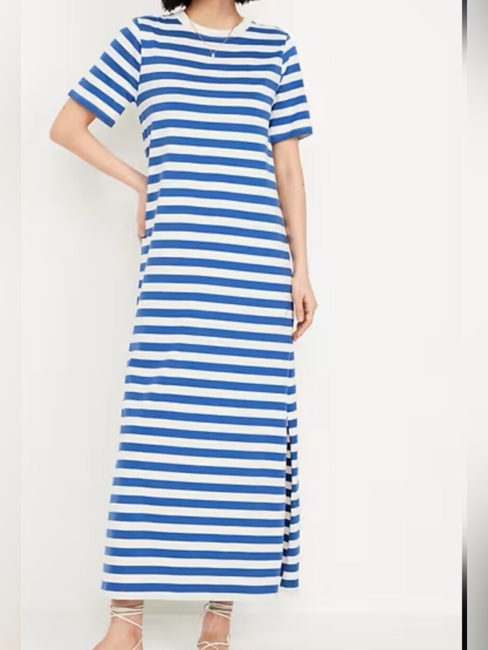 Old Navy Blue and White Striped Maxi Dress